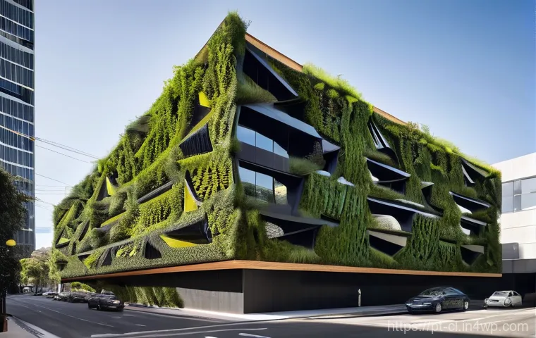 생체모방 예술의 대표적인 전시회 - **Prompt:** A sleek, sustainable architectural building with a façade and ventilation system directl...