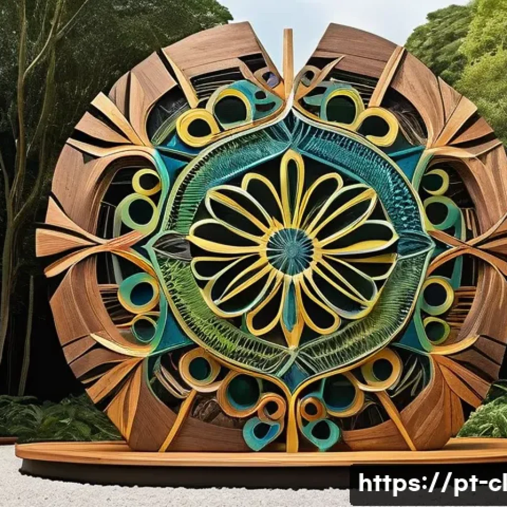 생체모방 예술의 윤리적 접근 - A vibrant, large-scale outdoor sculpture inspired by the intricate patterns of tropical Brazilian fl...