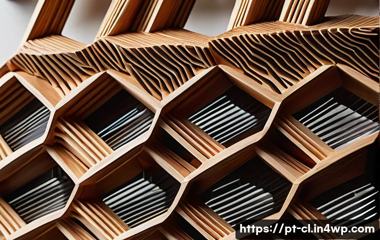 생체모방 예술의 창작 과정 - A detailed close-up of an artistic sculpture inspired by the hexagonal geometry of a honeycomb, craf...