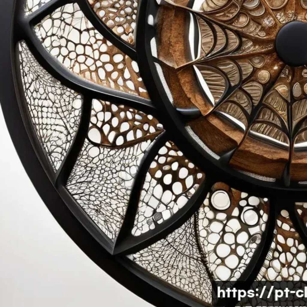 생체모방 예술의 연구 개발 현황 - A highly detailed sculpture inspired by organic natural forms, featuring intricate patterns resembli...
