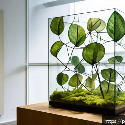 Home 17 생체모방 예술의 경제적 가치 - A contemporary art installation showcasing innovative biomimetic materials inspired by nature, featu...
