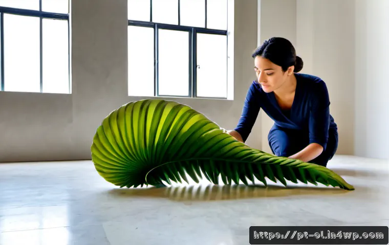 Home 17 생체모방 예술의 가치 평가 기준 - Photorealistic contemporary art curator in a bright Lisbon gallery, thoughtfully evaluating a biomim...